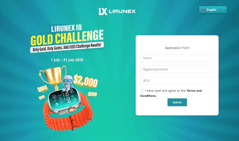 Lirunex Launches Exclusive IB Gold Challenge for July 2025 with Up to $2,000 Cash Rewards and Premium Prizes